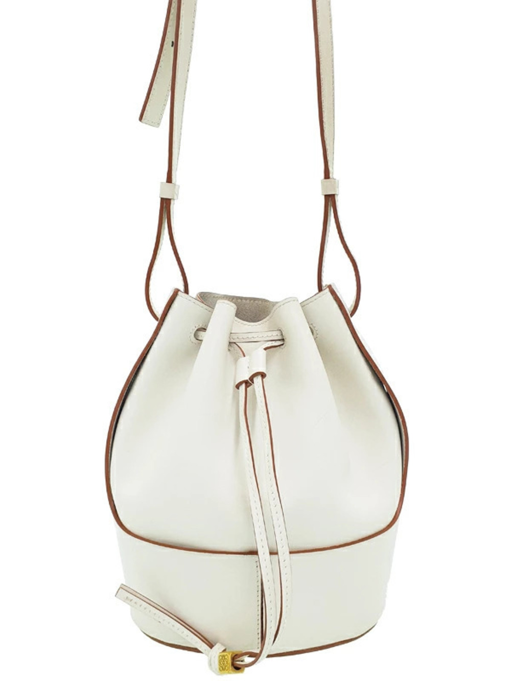 Loewe white leather Balloon Bucket Bag trim shoulder